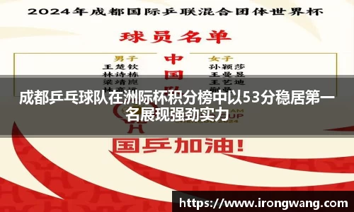 成都乒乓球队在洲际杯积分榜中以53分稳居第一名展现强劲实力